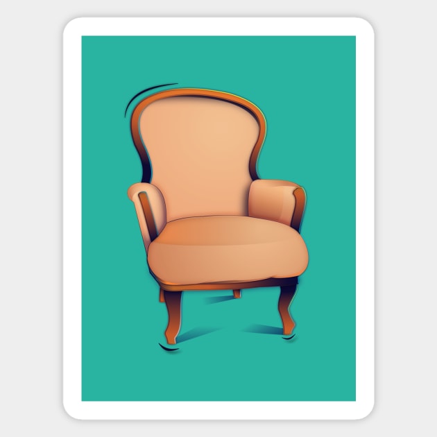 Cozy Vintage Armchair Sticker by euiarts